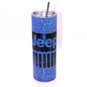 Sparkling Blue Jeep Grill 20oz Hot/Cold Tumbler with Metal Straw